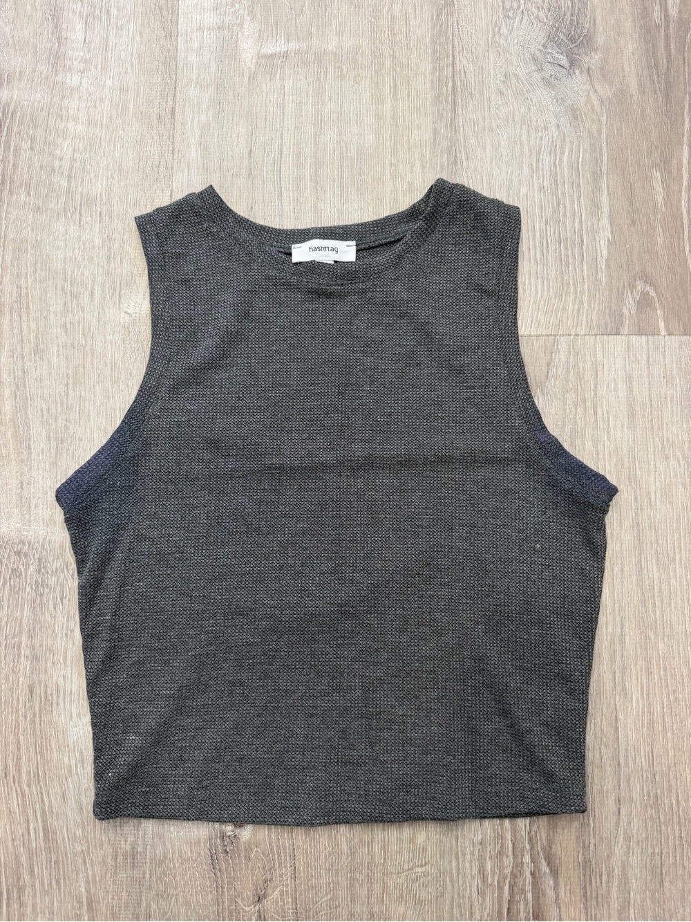 Sleeveless Charcoal Ribbed Crop Tank